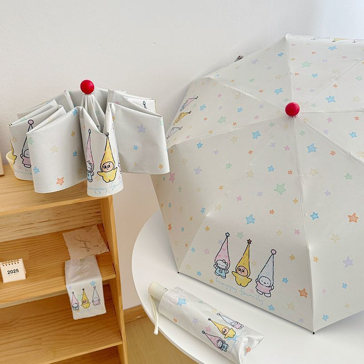 Dame Faltregn Umbrella med lekent familie motiv Skanto