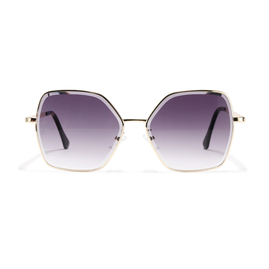 Dame geometrisk solbrille med fashionable gullramme Skanto