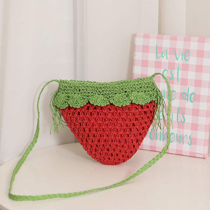 Handmade shoulder bag in fruity strawberry design Skanto