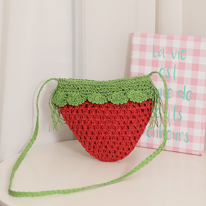 Handmade shoulder bag in fruity strawberry design Skanto