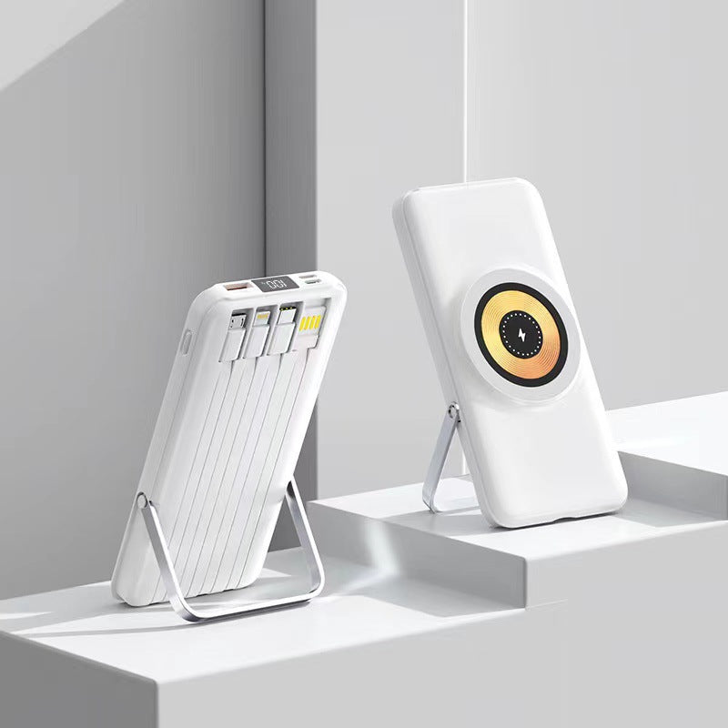 Multifunksjonell powerbank med trådløs lader og integrert stativ Skanto