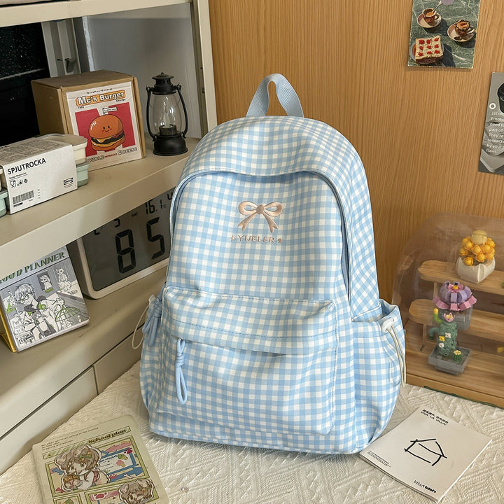 Søt Gingham-mønster Mini Skole Rygsekk
