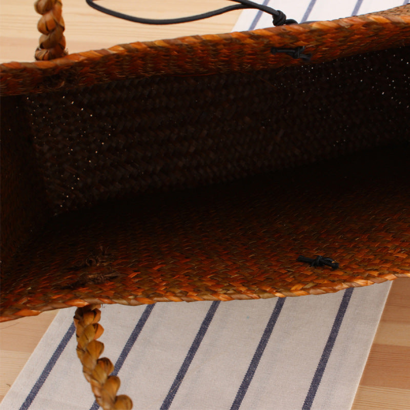 Hand-knotted tote bag in natural weave Skanto
