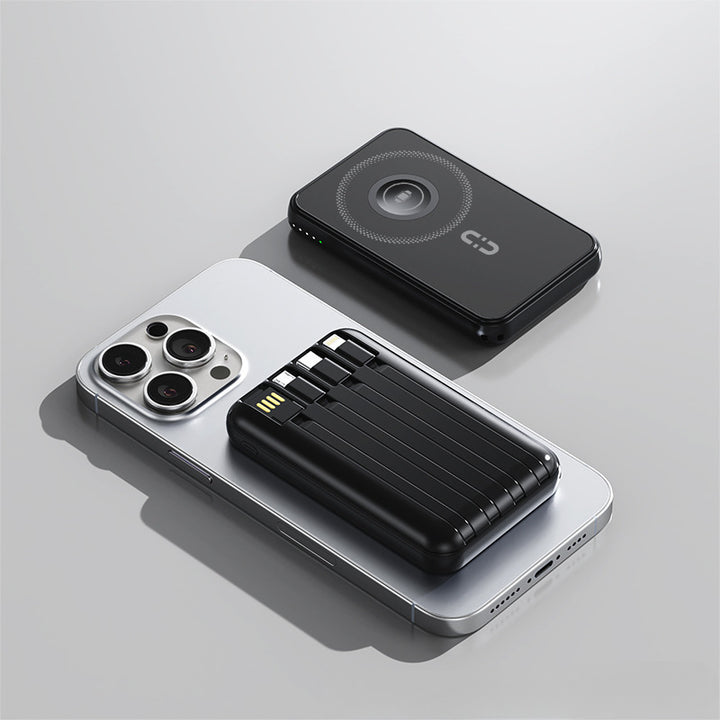 Bærbar Powerbank med trådløs ladeteknologi og innebygd Smart-teknologi Skanto