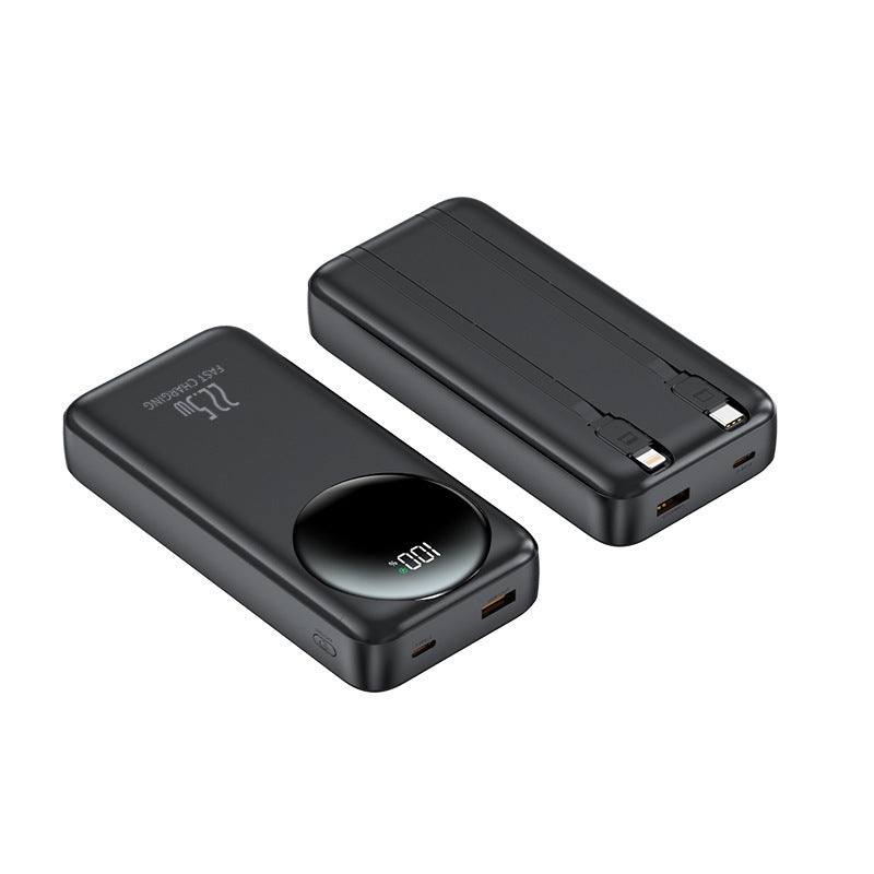 Bærbar powerbank med integrerte kabler og digital effektindikator Skanto
