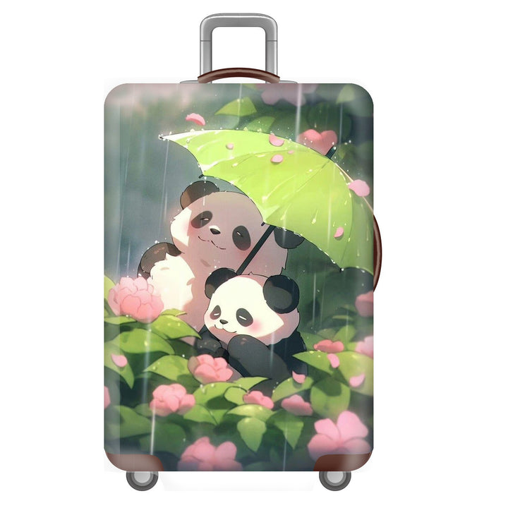 Unisex nan elastisk koffertrekk for hardplast trolley med søtt panda-motiv, elastisk beskyttelsestrekk med håndtak- og hjulåpninger Skanto