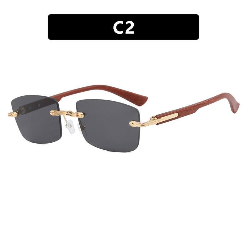 Women's square sunglasses with wood frame and gradient lenses Skanto