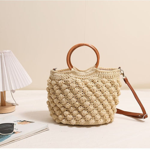 Handmade macrame bag with wooden handle Skanto