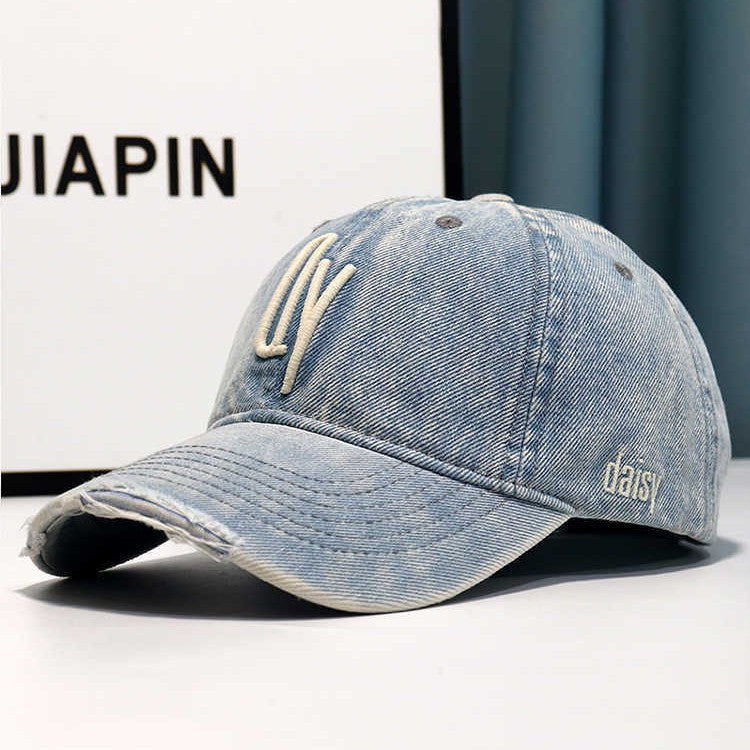 Kvinne Slitt Denim Brodert Baseballcap Skanto