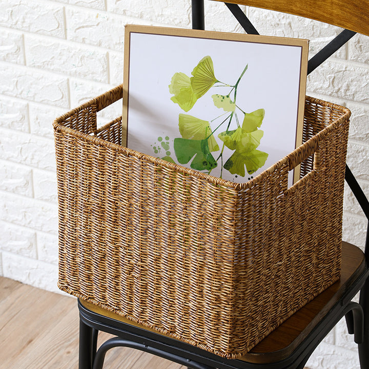 Unisex rektangulær oppbevaringskurv laget av flettet rattan Skanto