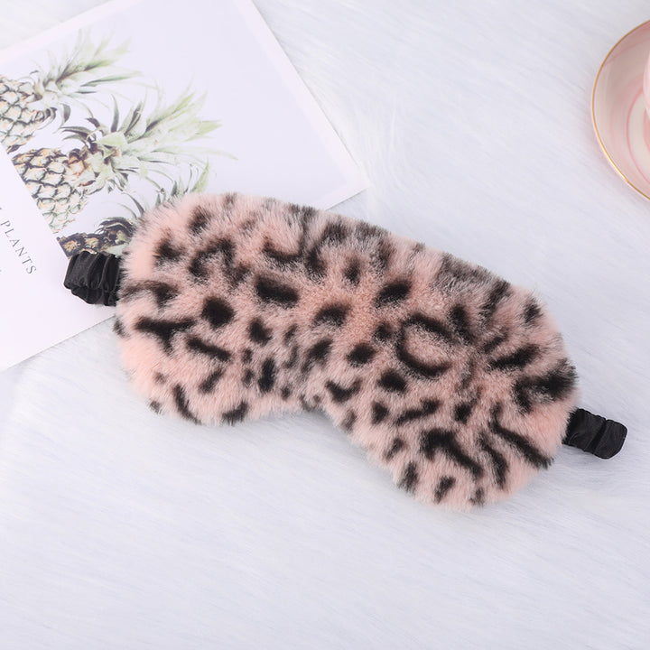 Dame nan luksuriøs kunstpels sovemaske med leopardmønster, ekstra myk polstring og elastisk komfortbånd Skanto