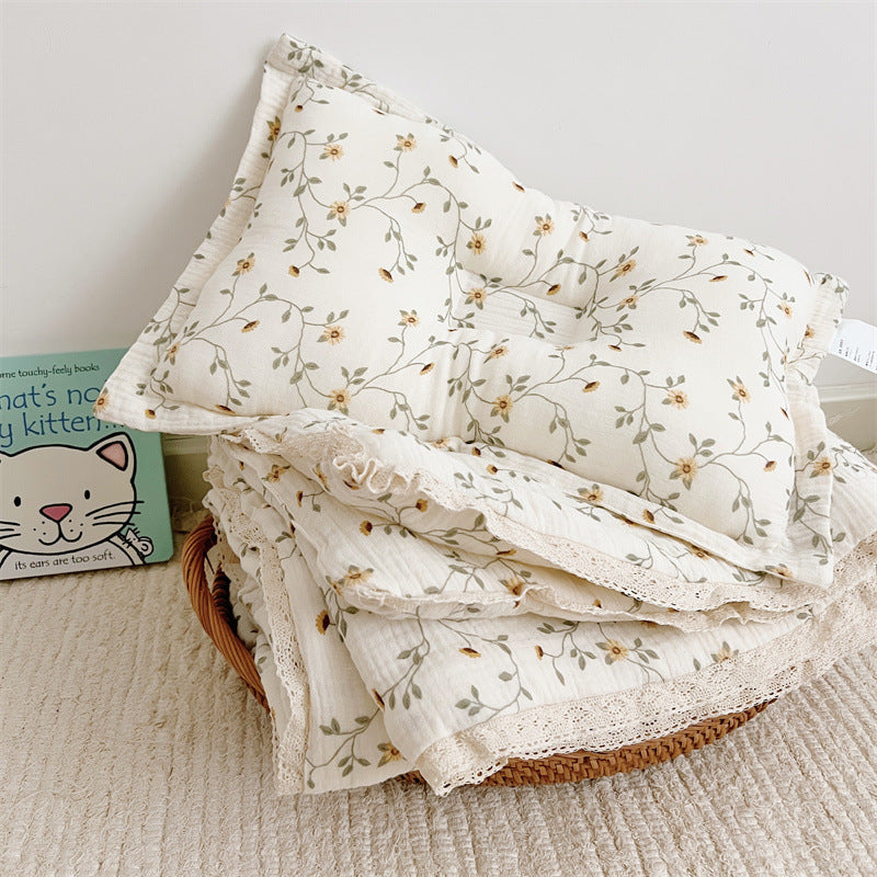 Unisex Pustende Muslinteppe med Blomster Volangdesign Skanto