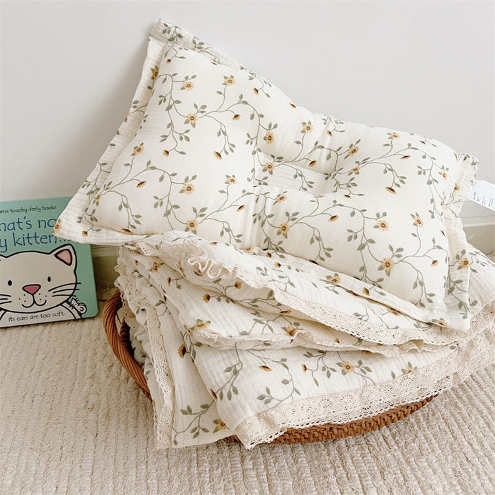 Unisex Pustende Muslinteppe med Blomster Volangdesign Skanto