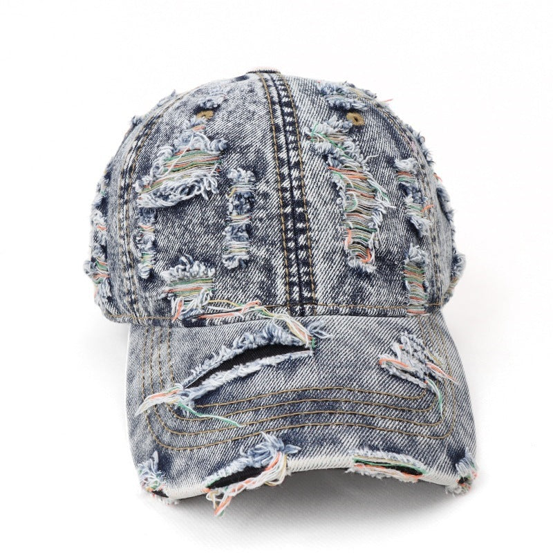 Kvinnes Slitt Denim Baseball Cap Skanto