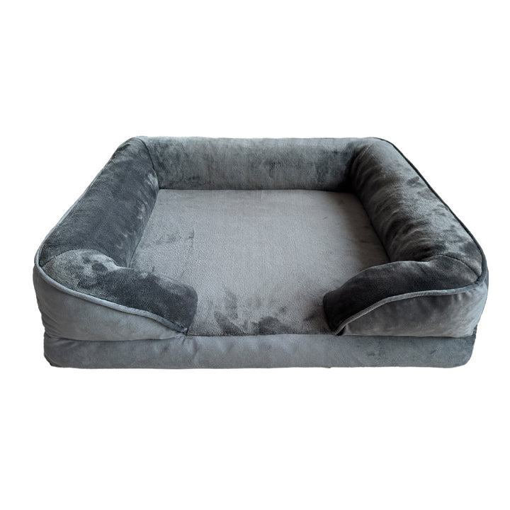 Plush ortopedisk hundeseng med støttende sidevegger