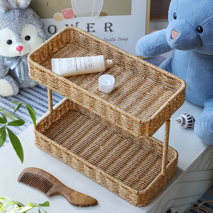 Multi-Tiered Wicker Storage Display Tray Skanto