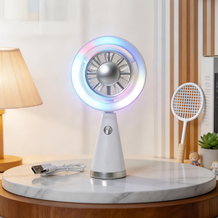Dame Bærbar Mini-Luftventilator med LED-belysning og fleksibelt design Skanto