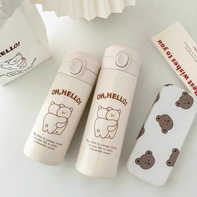Damen Isolierflasche mit sicherem Druckverschluss und süßem Tierdesign Skanto