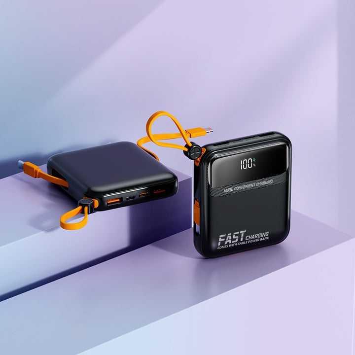 Bærbar powerbank med integrert ladekabel og digitalt display Skanto