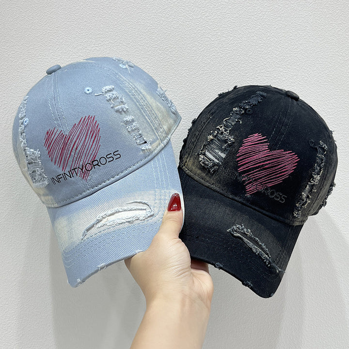 Kvinnenes Slitt Hjerte Brodert Baseball Cap Skanto