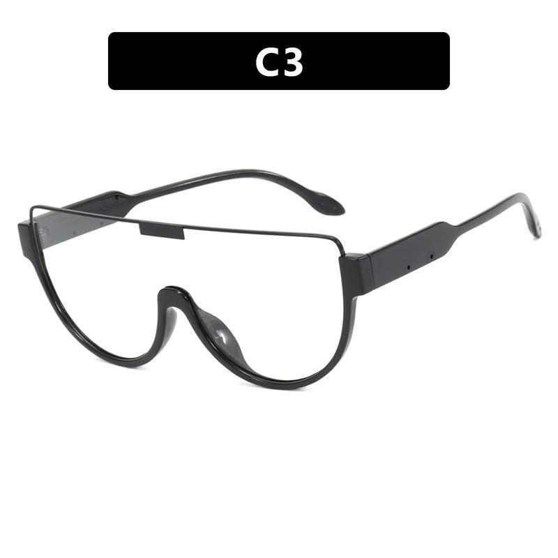 Women's futuristic oversized sunglasses with clear full-rim frame Skanto