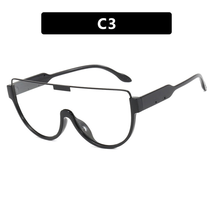 Women's futuristic oversized sunglasses with clear full-rim frame Skanto