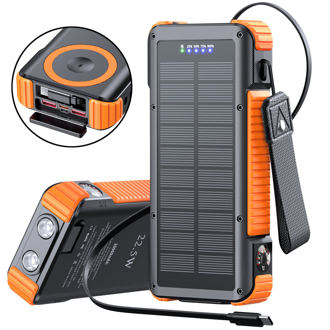 Høytytende solcelle powerbank med multifunksjonelle tilkoblinger og LED-skjerm Skanto