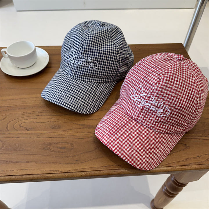 Kvinne Gingham Rutete Baseball Caps Skanto