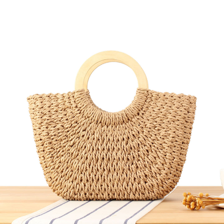 Designer bag made of handmade wicker with wooden handle Skanto