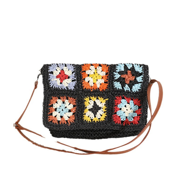 Modern shoulder bag with colorful crochet pattern Skanto