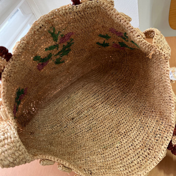 Flettet skulderveske med blomsterdesign Skanto