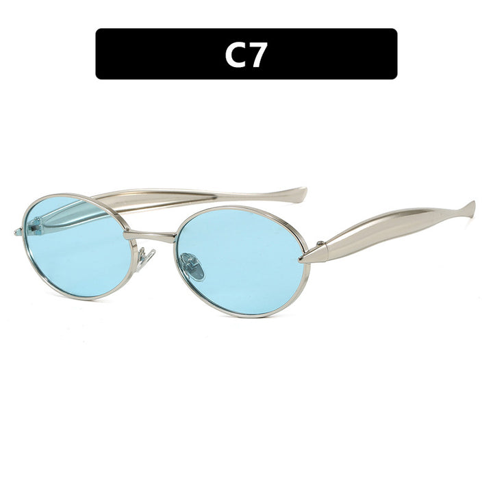 Women's Fashionable Oval Frame Sunglasses with Glittering Details Skanto