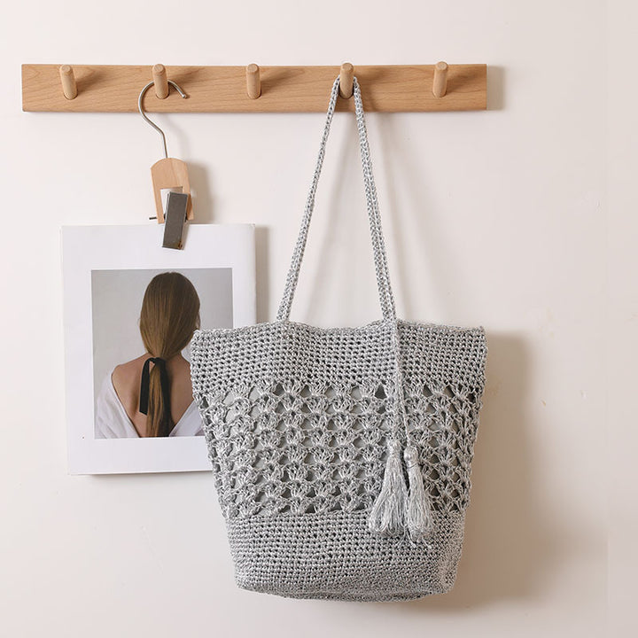 Crocheted tote bag with elegant tassels Skanto