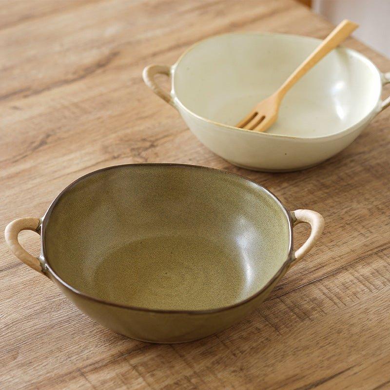 Håndlaget japansk keramisk bolle med håndtak | Skanto