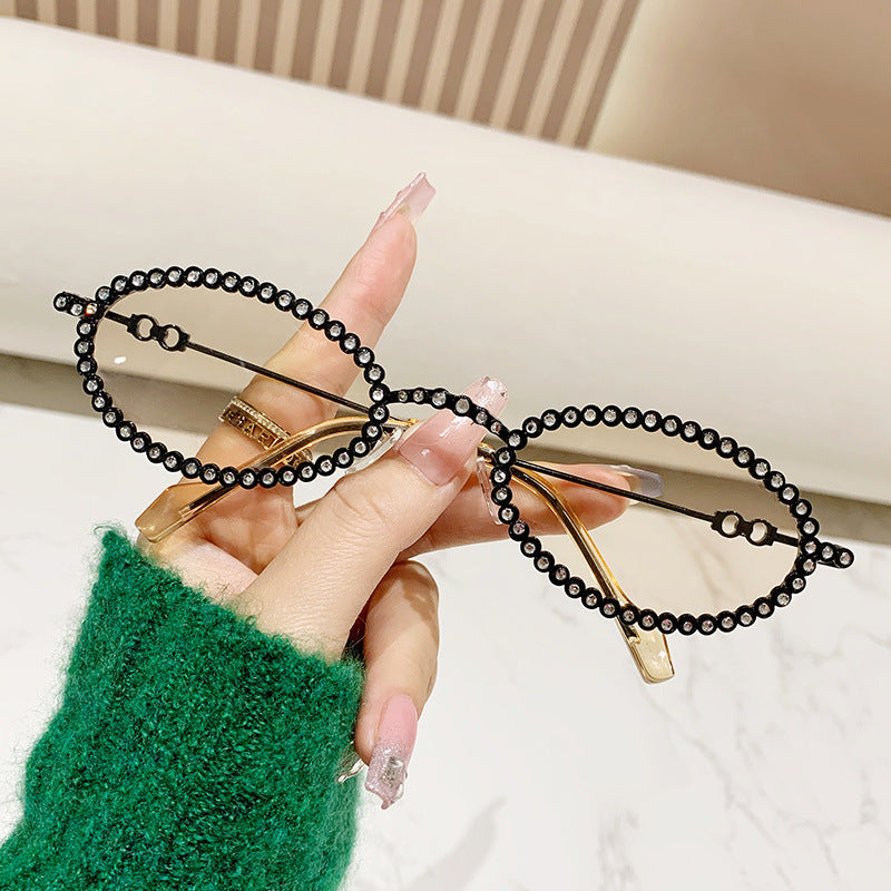 Damen Designer Brille ramme med ekstravagant perleinnramming Skanto