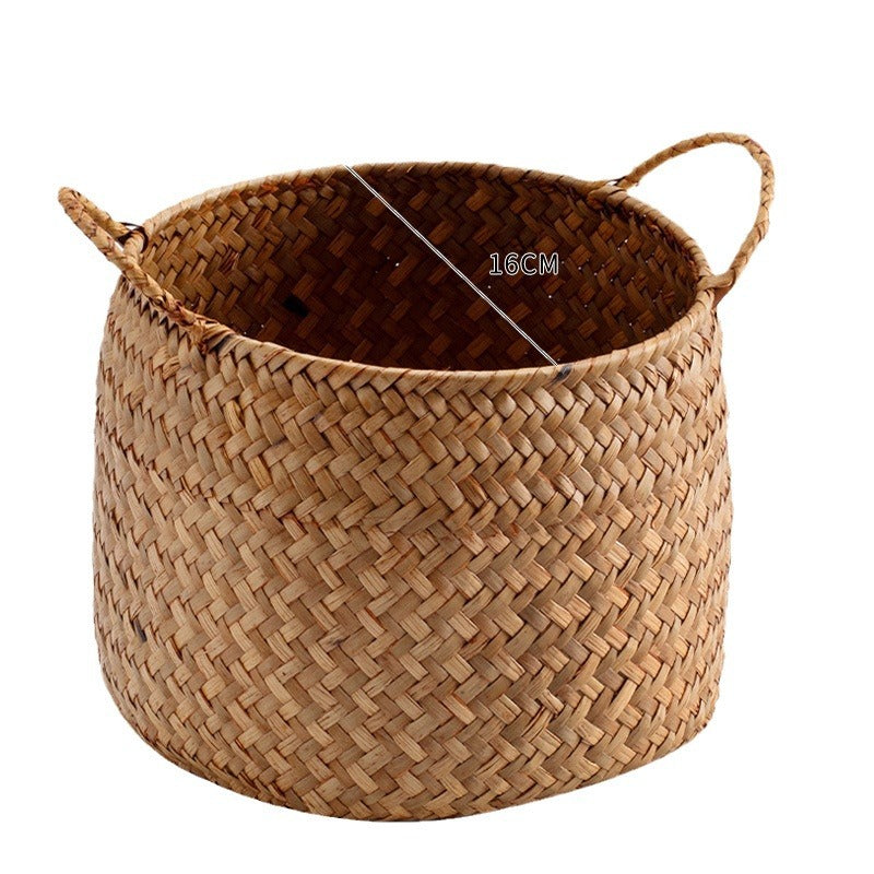 Håndlaget lagringskurv med naturlig vevd design Skanto