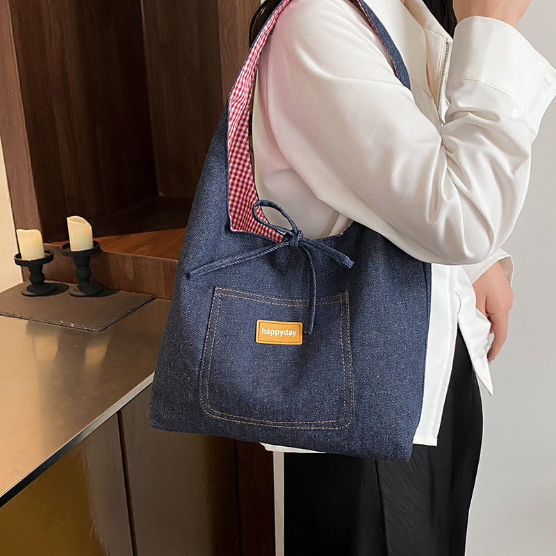 Trendig denim skulderveske Skanto