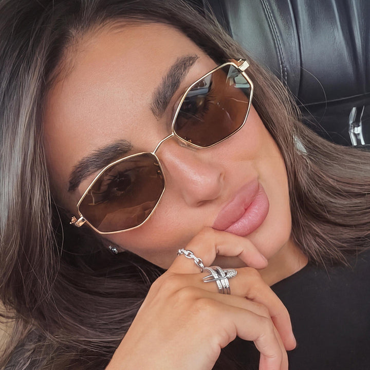 Women's geometric sunglasses with protective UV filter and high-end metal frame Skanto