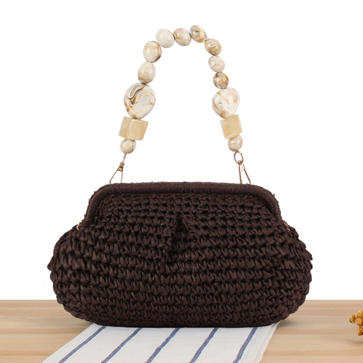 Basket bag with elegant wooden details Skanto