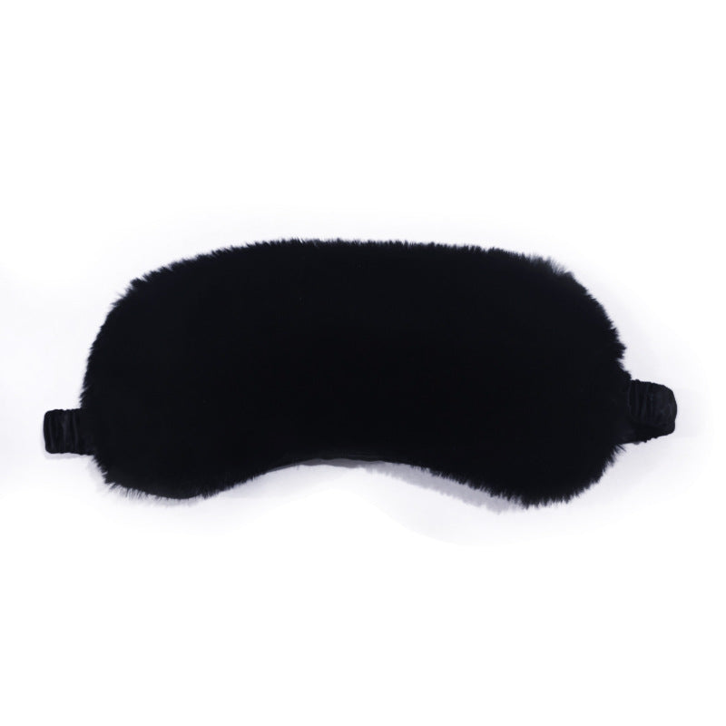 Dame nan fluffy ergonomisk øyemaske med justerbart satinsbånd og mykt kunstpelsdeksel Skanto
