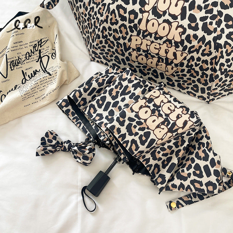 Dame Faltbar Paraply med dynamisk Leopardmønster Skanto