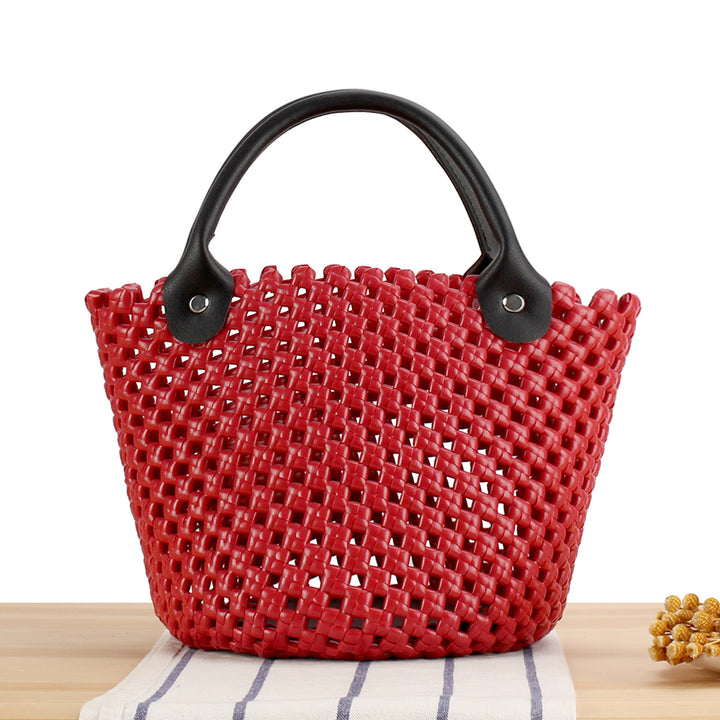 Basket bag with high-quality faux leather handle Skanto