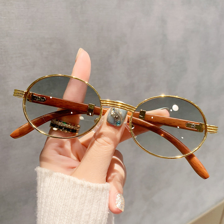 Women's vintage-style sunglasses with wood inner frame Skanto