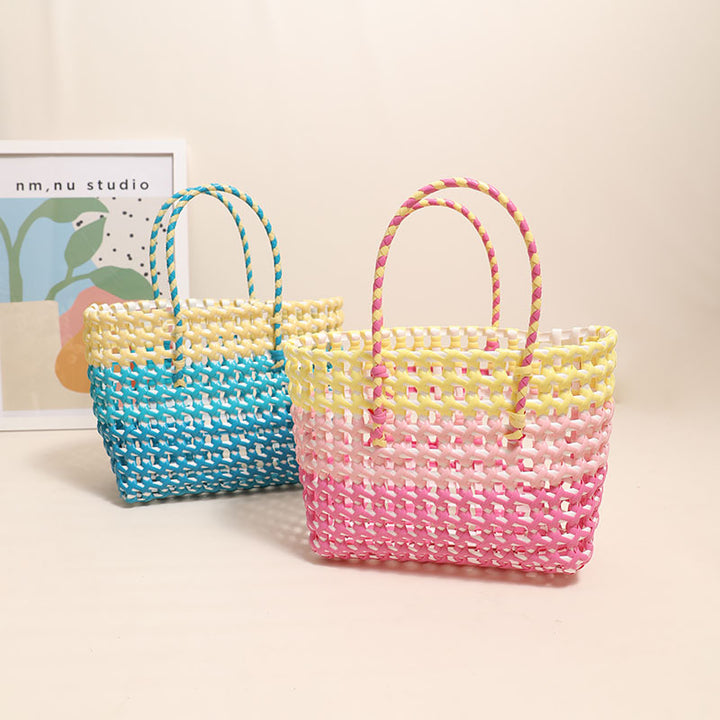 Handmade straw bag with colorful ombre Skanto