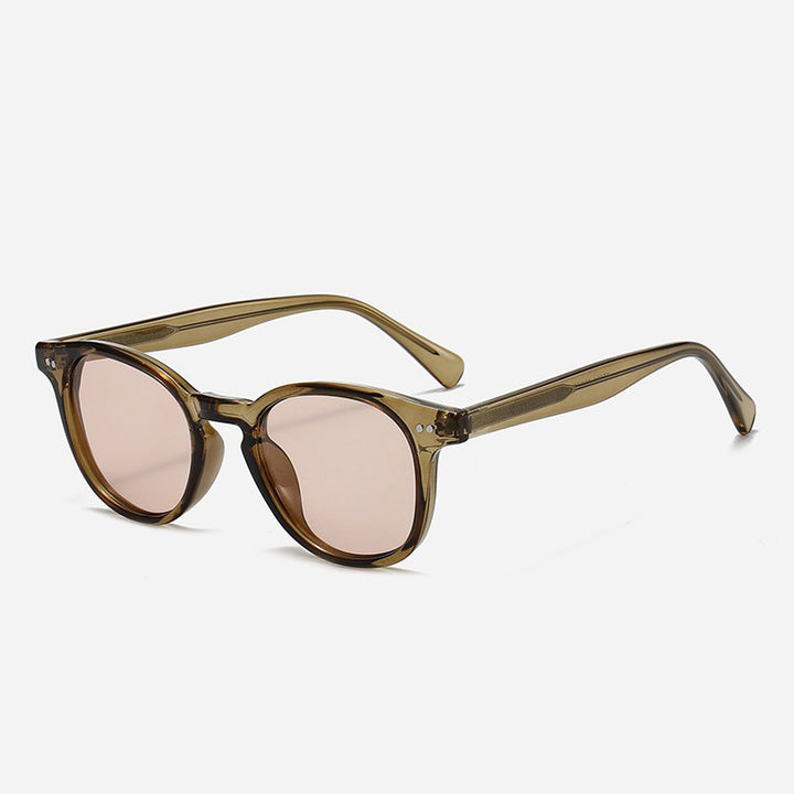 Dame Rund solbrille med stilfullt mønster og UV-beskyttelse Skanto