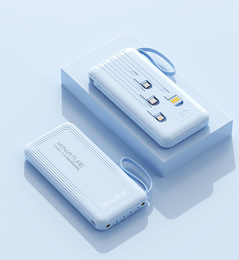 Kompakt powerbank med integrerte kabler og digital ladeindikator Skanto