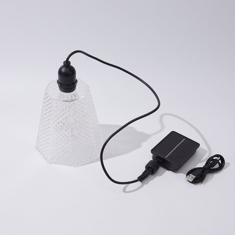 Solar USB Oppladbar Teksturert Glass Pendellampe Skanto