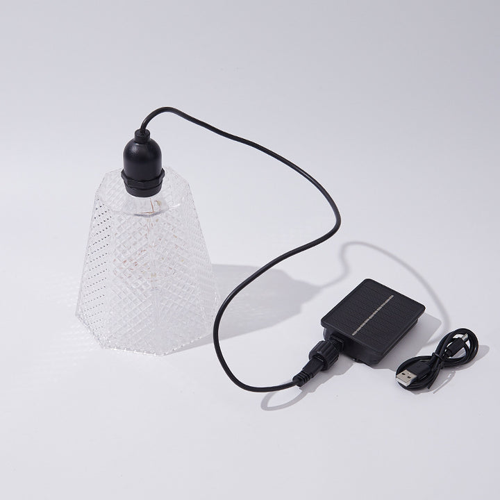 Solar USB Oppladbar Teksturert Glass Pendellampe Skanto