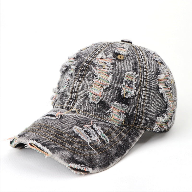 Kvinnes Slitt Denim Baseball Cap Skanto