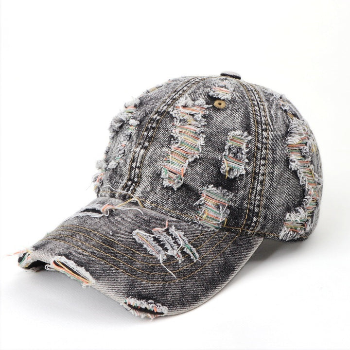 Kvinnes Slitt Denim Baseball Cap Skanto